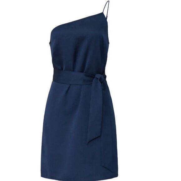 Marissa Webb collective one shoulder tie dress Flaws size 0 Navy Blue - Picture 5 of 12